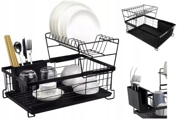 Bemi Velký Dvouúrovňový Suszarka Na Nádobí Černý