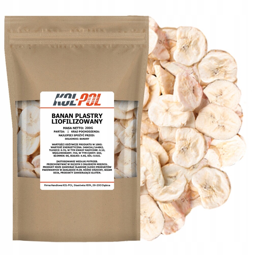 Lyofilizované Banány 200 g lyofilizované plátky ovoce Banán kvalita Kol-Pol