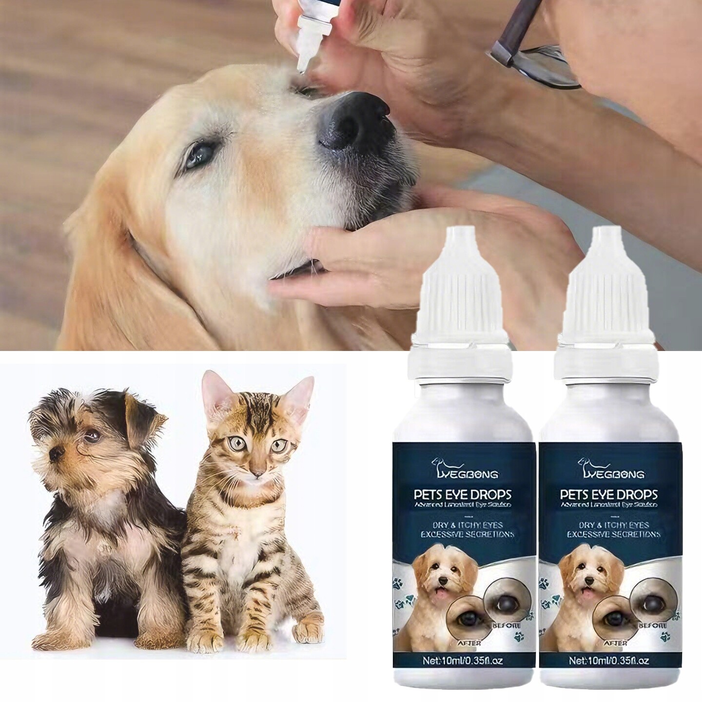 Přírodní oční kapky proti šedému zákalu pro domácí zvířata 10 ml x 2 ks