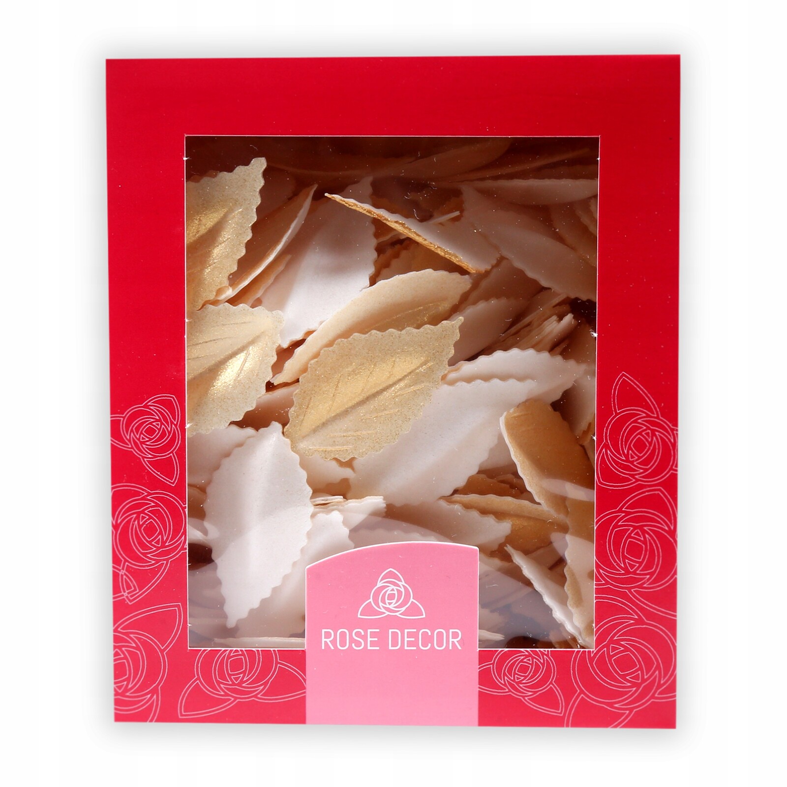 400x Třešňový list perleťový Zlatý jedlá ozdoba z oplatky