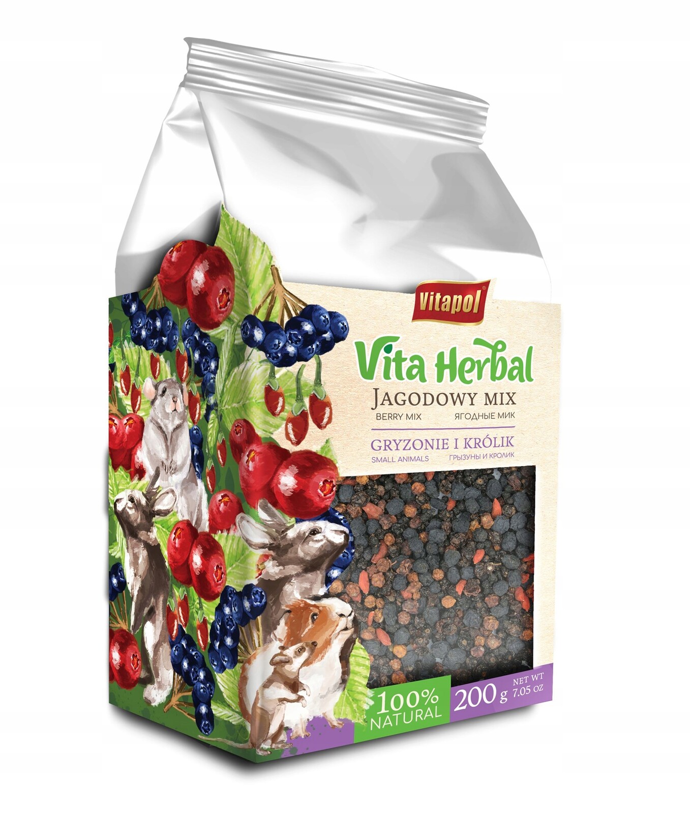 Vita Herbal pro hlodavce a králíka, borůvkový mix, 200 g, 4ks/disp