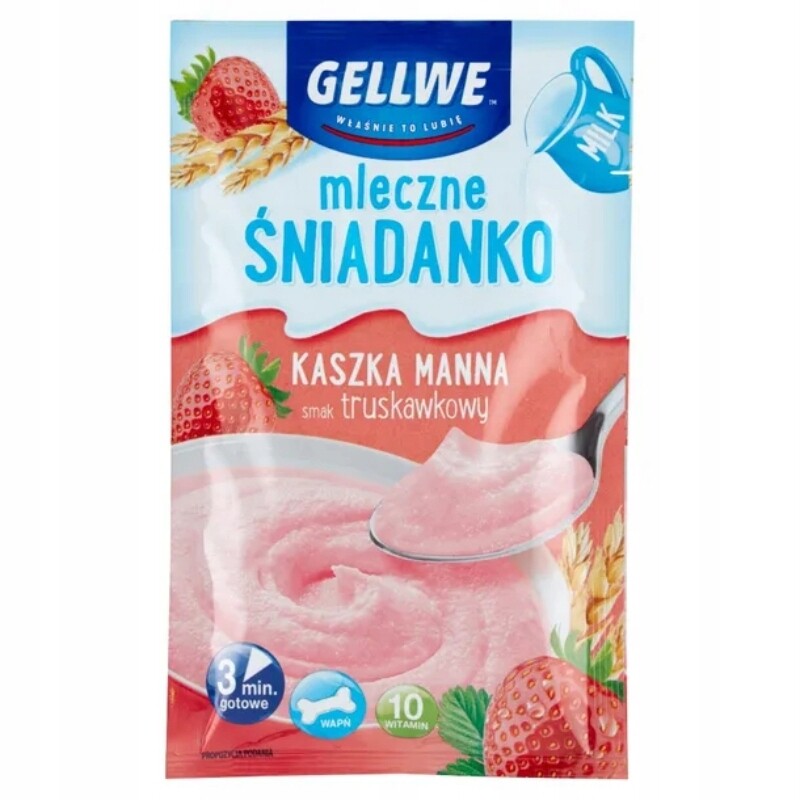 Gellwe Mléčná Snídaně Kaše Manna 50G Jahoda