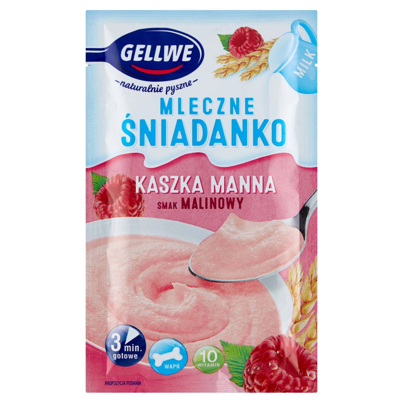 Gellwe Mléčná snídaně Kaše manna malinová příchuť 50 g