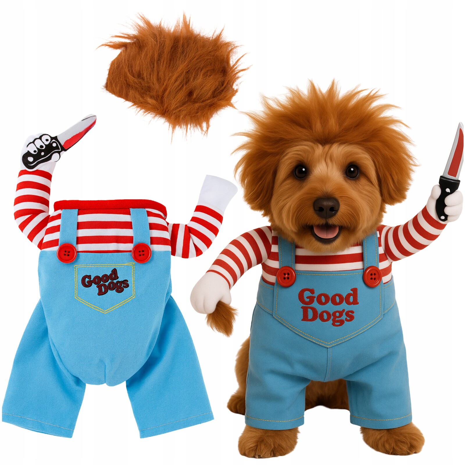 Převlek Psa Panenka Chucky Strašidelný Zábavný Kostým Na Halloween L