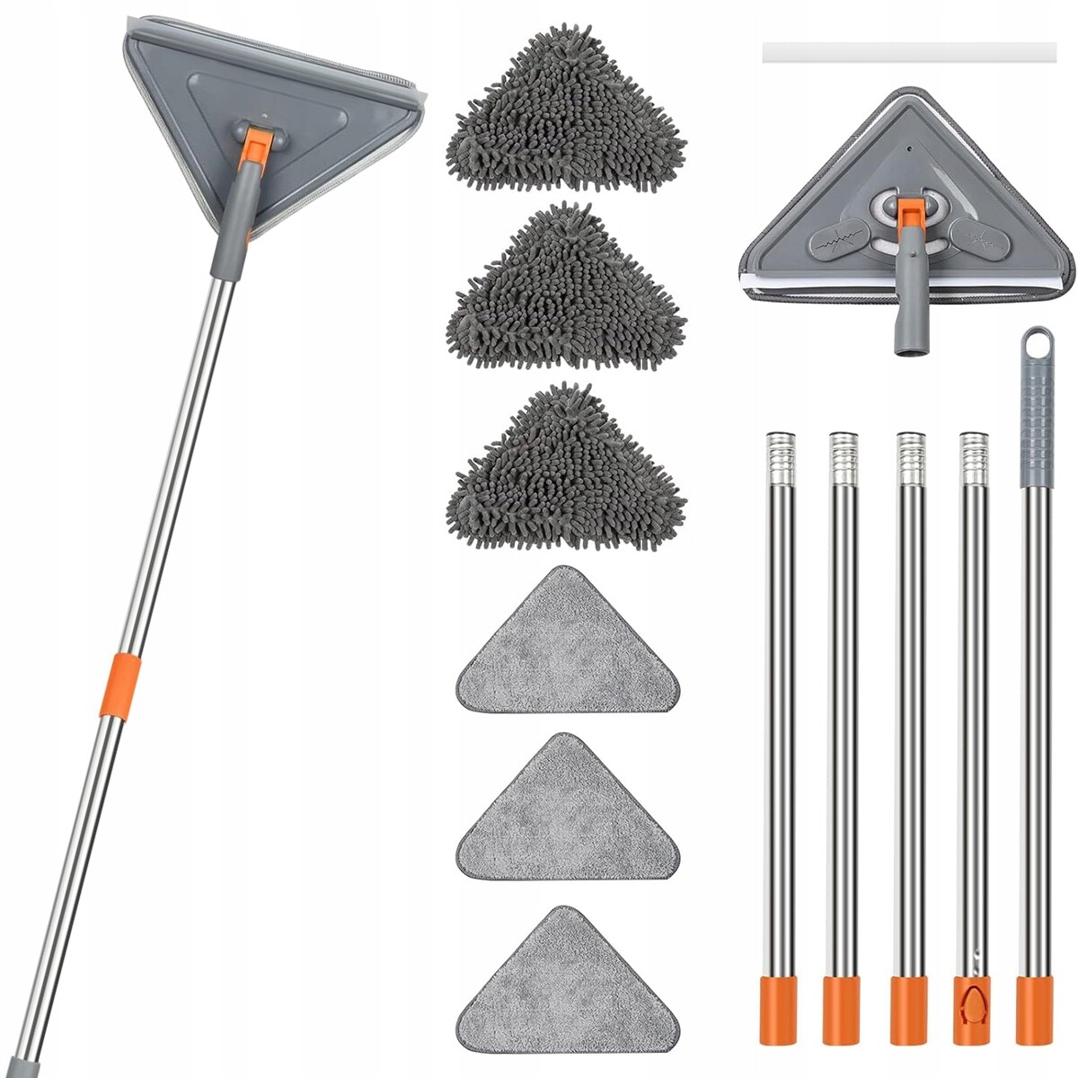 Regulovatelný Trojúhelníkový Plochý Mop S Otočnou Hlavicí Nástavce Z Mikrovlákna