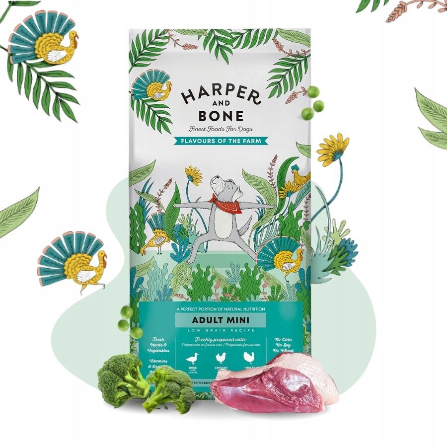 Harper & Bone Mini pro psa Malá plemena Krůta Kachna Játra Zelenina 10kg