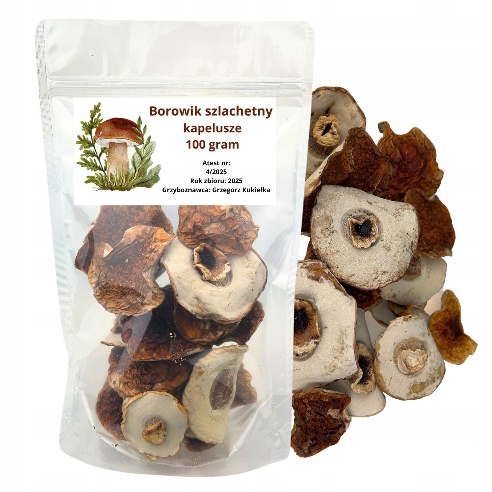 Hříbek ušlechtilý pravý bílý houby sušené klobouky celá třída I