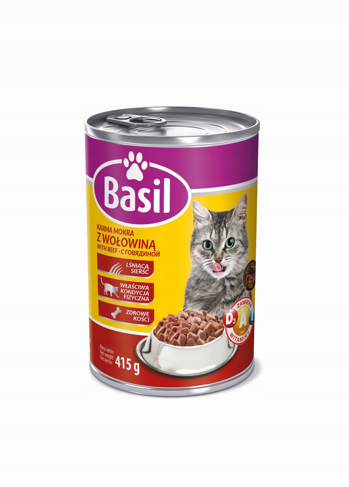 17x Krmivo mokré pro kočky Basil s hovězím masem konzerva 415 g