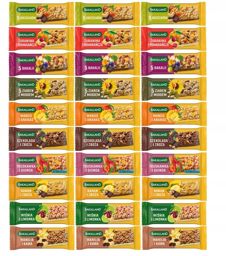 Tyčinka mix Bakalland Ba! 30 ks mix 10 příchutí snídaňová ovocná