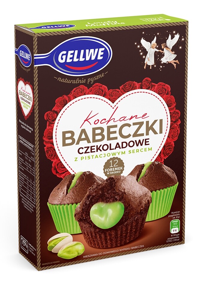 Gellwe Milované čokoládové muffiny s pistáciovým srdcem 311 g