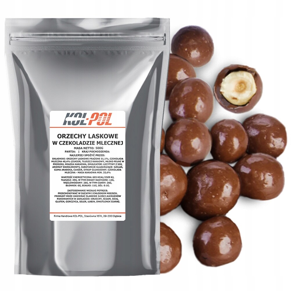 Lískové Ořechy v mléčné čokoládě 500 g Pražené ořechy, kvalita Kol-Pol