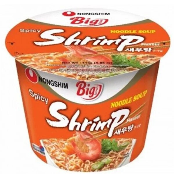 5 x Instantní polévka Spicy Shrimp Ramyun krevetová, pikantní, 115 g Nongshim