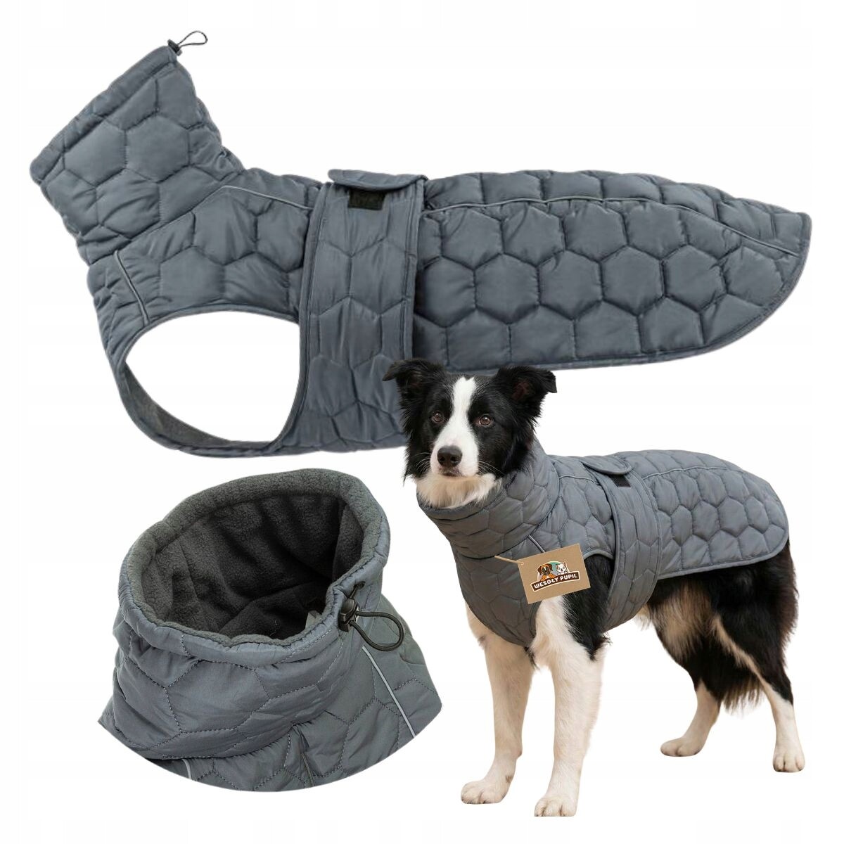 Oblečení pro velkého psa s prošívanými teplými odrazkami proti dešti M 46 cm