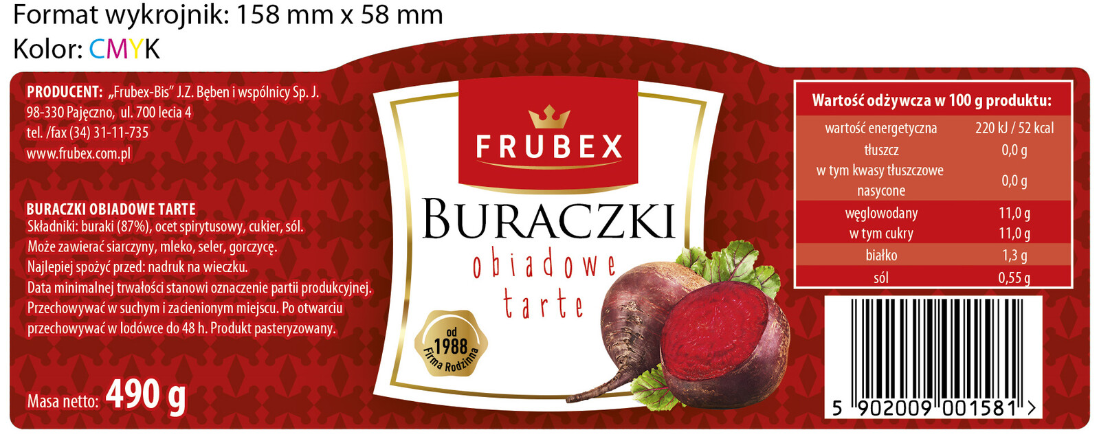 Frubex Červená Řepa Obědové koláče Lahodné Červená Řepa Doplněk k obědu 500 ml