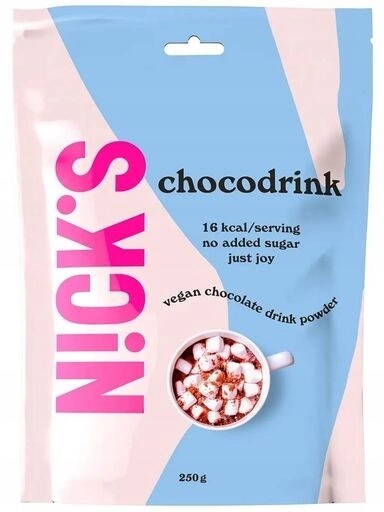 2 x Čokoláda k pití bez cukru Vege kakao 250 g Nick's Chocodrink