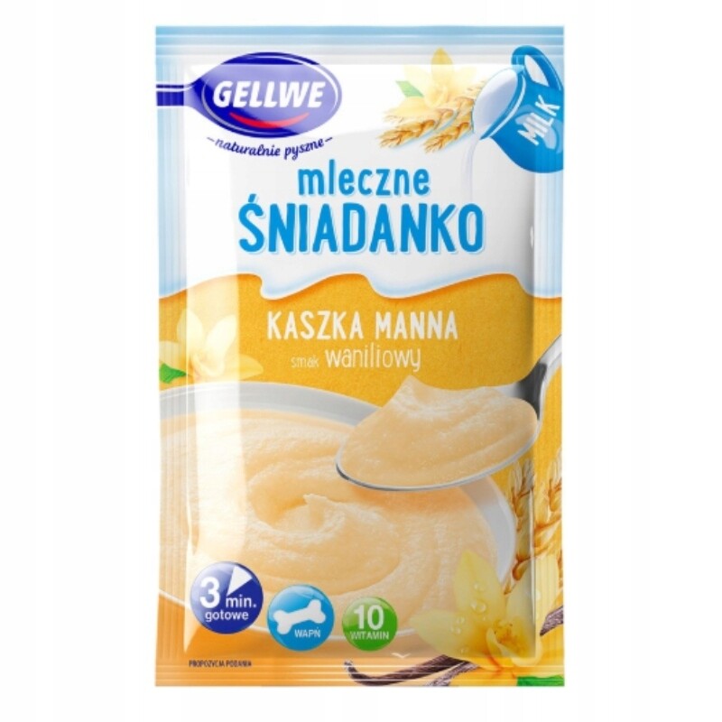 Gellwe Mléčná Snídaňová Kaše Manna 50G Vanilka