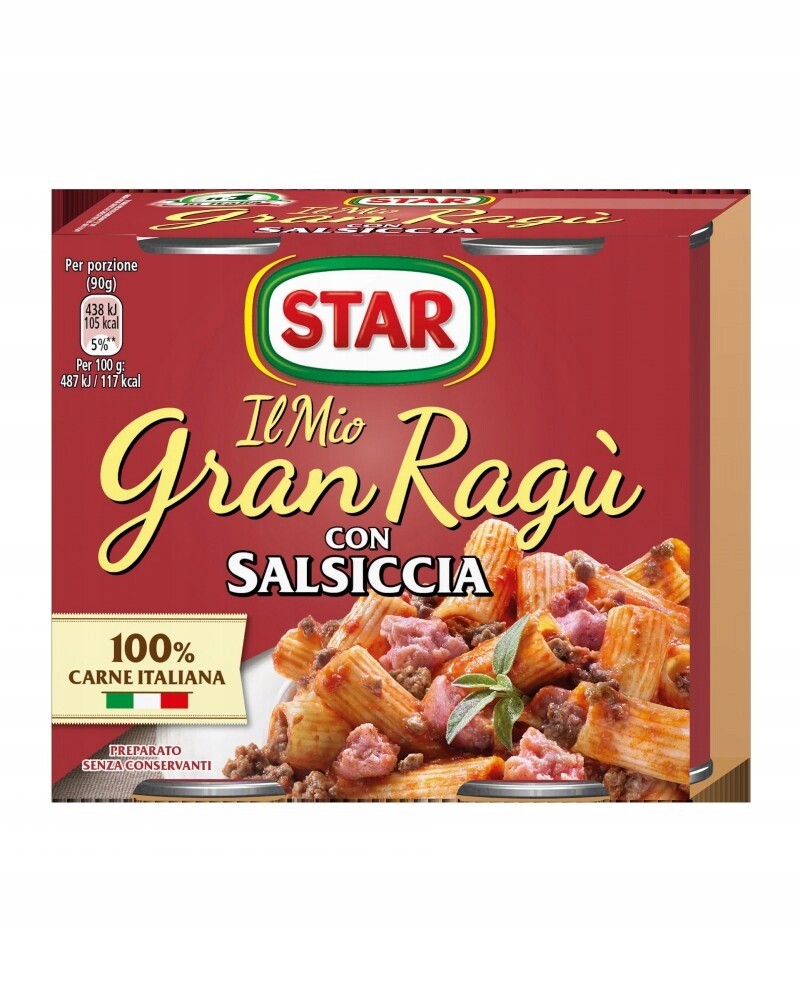 3x Ragu Con Salsiccia 2x180 g pšenice Star