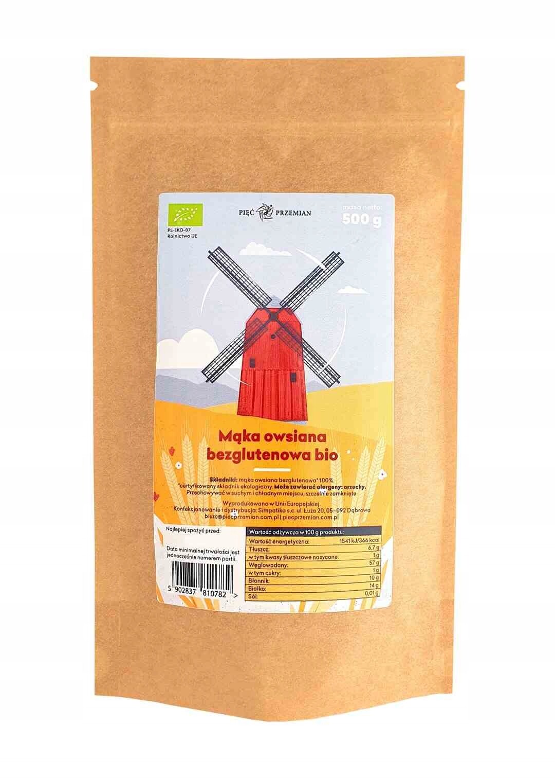 4x Pięć Przemian Ovesná mouka bezlepková 500 g Bio