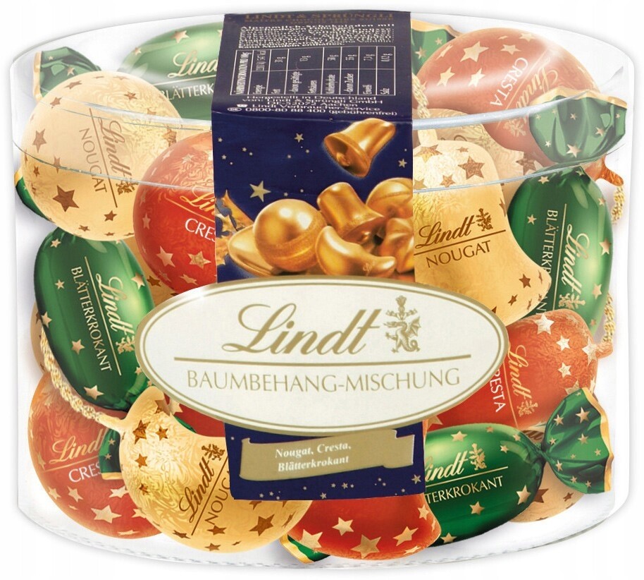 Lindt Směs ozdob na stromeček – čokoládové bombičky, 4 kusy