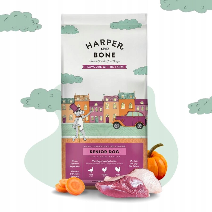 Harper & Bone Senior Light krmivo pro psa s nadváhou Krůta Zelenina Ovoce 12 kg