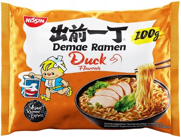 9 x těstovinová polévka Demae Ramen s kachní příchutí 100 g Nissin