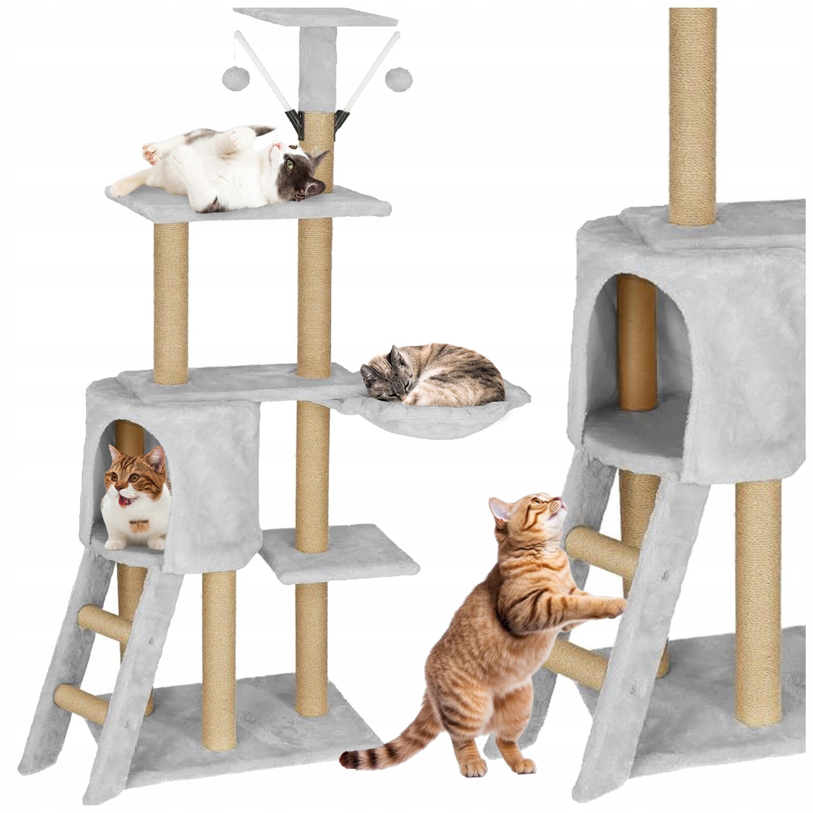 Škrabadlo Vysoké Pelíšek Sloupek na škrábání Věž Domek 8 úrovní 136 cm