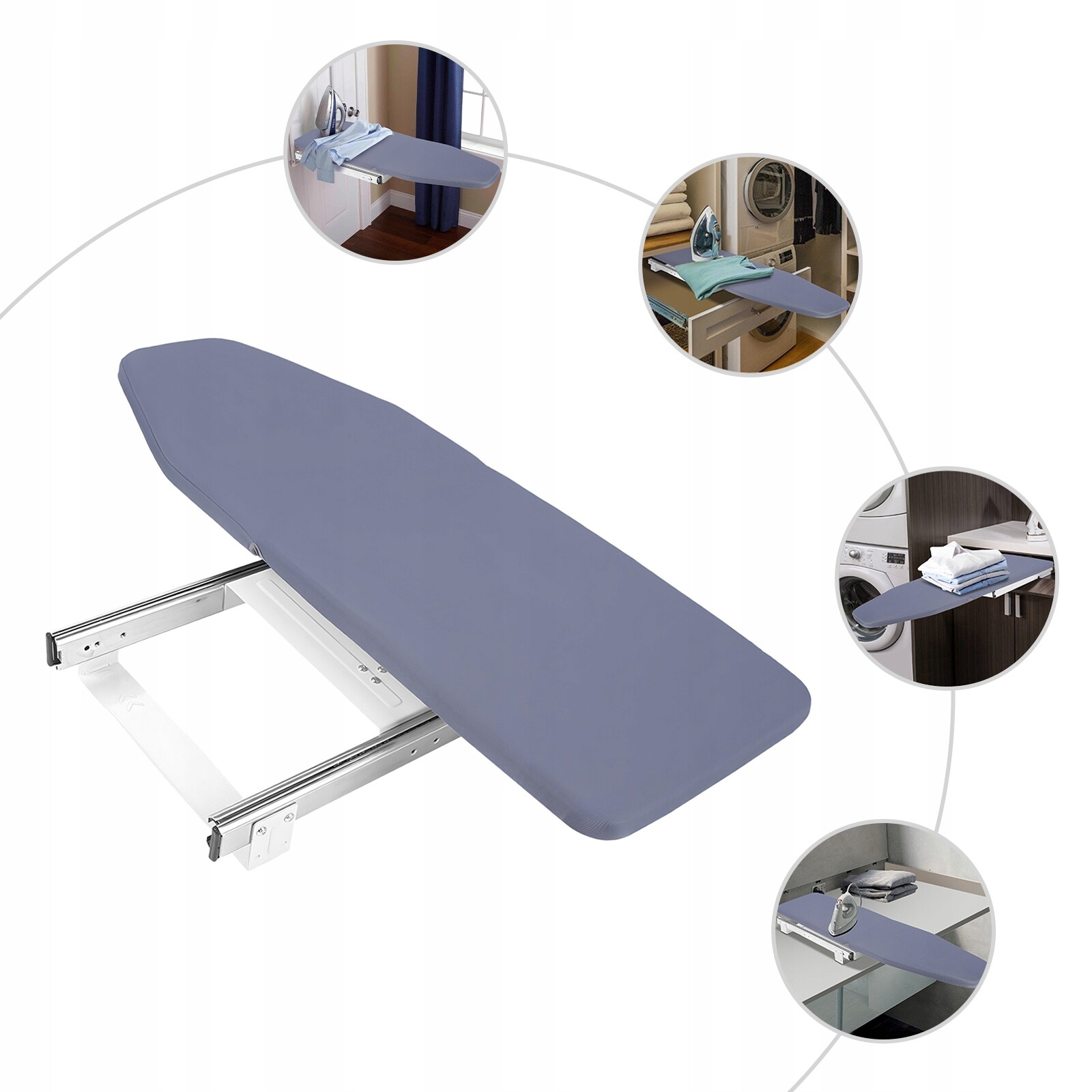 Žehlicí prkno otočné o 180°, šedé skládací žehlicí prkno, s nízkou hlučností