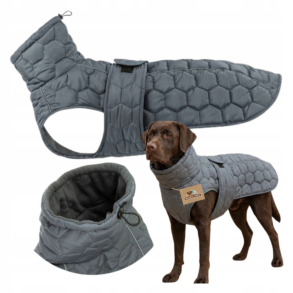 Oblečení pro velkého psa s teplými prošívanými odrazkami proti dešti XXL 68 cm