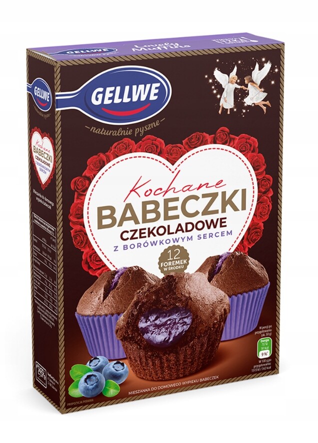 Gellwe Milované čokoládové muffiny s borůvkovým srdcem 311 g