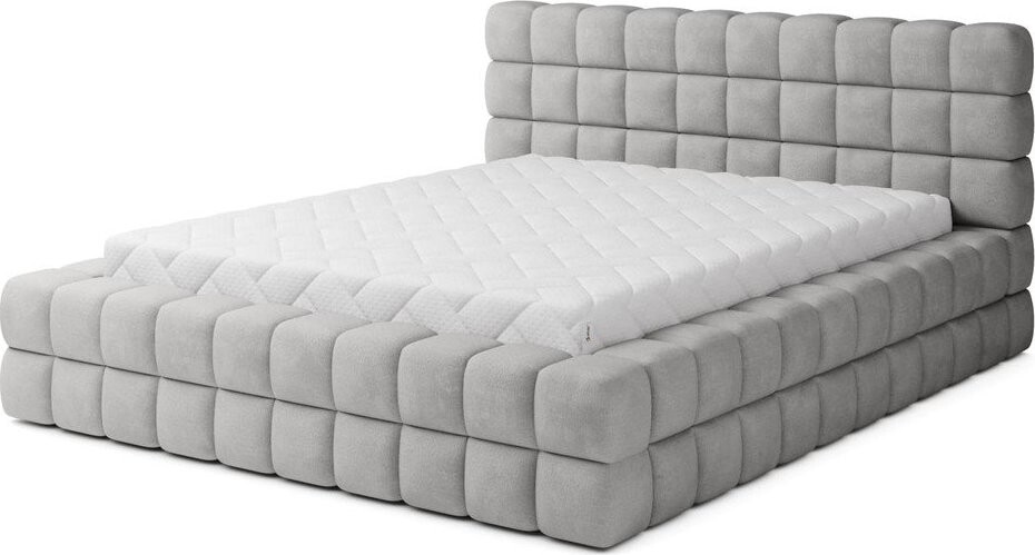 Šedá čalouněná dvoulůžková postel s úložným prostorem s roštem 160x200 cm Dizzle – ELTAP