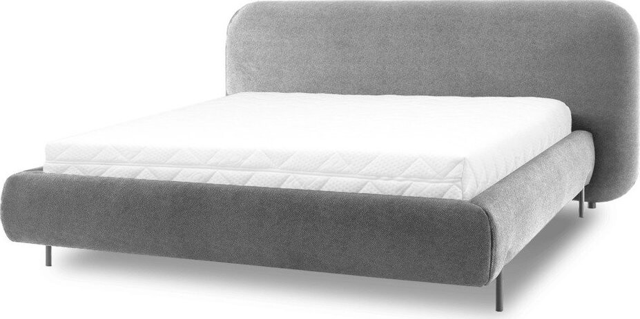 Šedá čalouněná dvoulůžková postel s úložným prostorem s roštem 160x200 cm Pointt – ELTAP