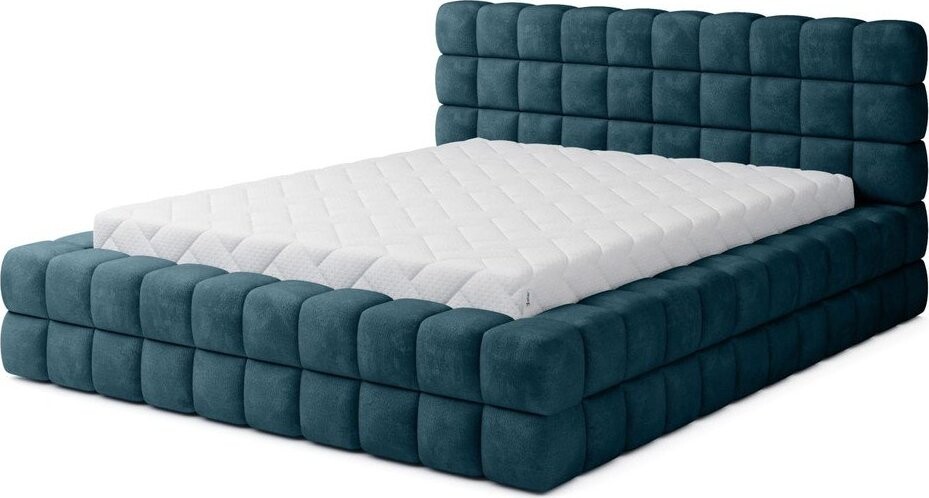 Modrá čalouněná dvoulůžková postel s úložným prostorem s roštem 180x200 cm Dizzle – ELTAP