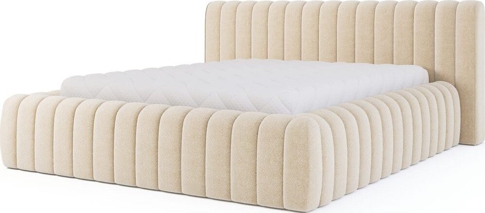 Béžová čalouněná dvoulůžková postel s úložným prostorem s roštem 140x200 cm Carilla – ELTAP