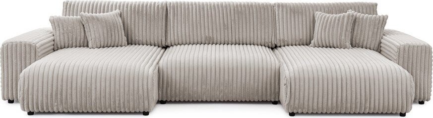 Světle šedá manšestrová rozkládací/s úložným prostorem rohová pohovka (do