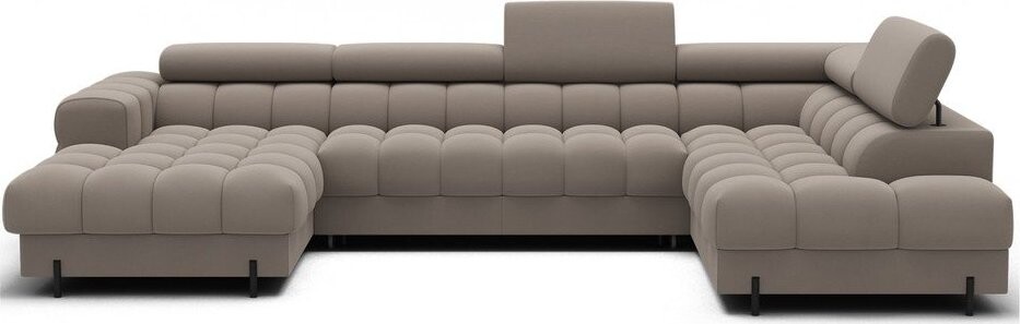 Světle hnědá sametová rozkládací rohová pohovka (pravý roh/do