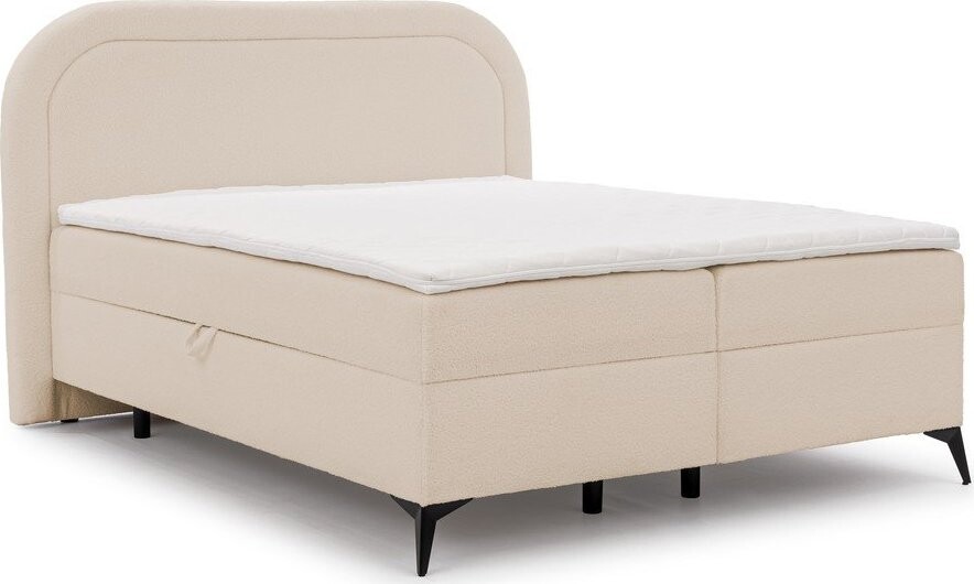 Béžová boxspring postel s úložným prostorem 200x200 cm Ornes – Ropez