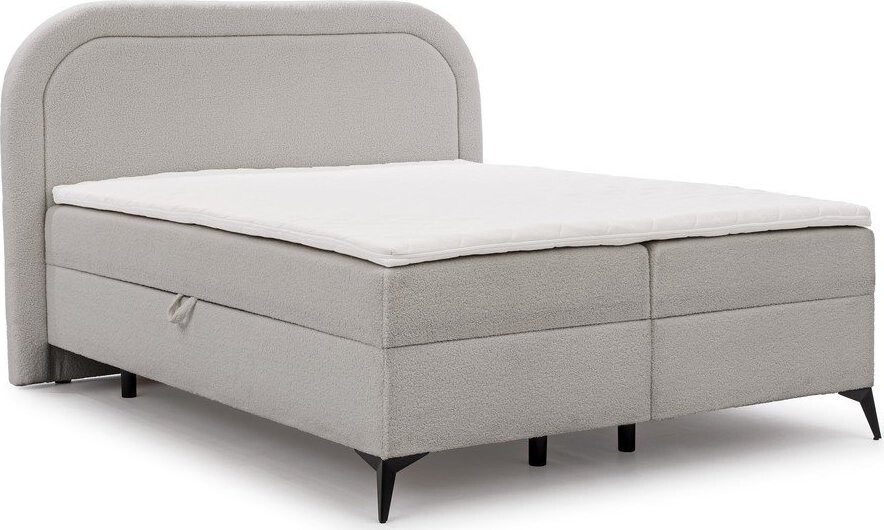 Světle šedá boxspring postel s úložným prostorem 180x200 cm Ornes – Ropez