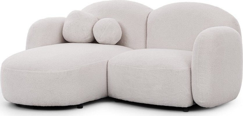 Krémová rohová pohovka z textilie bouclé (levý roh/s lenoškou) Orbit – Ropez