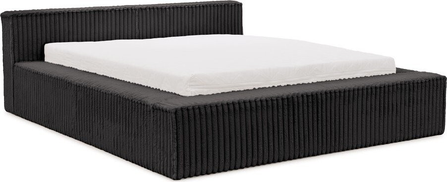 Černá čalouněná dvoulůžková postel s úložným prostorem s roštem 200x200 cm Cloe – Ropez