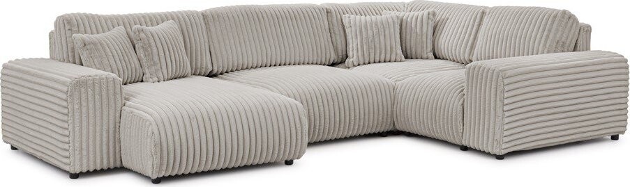 Světle šedá manšestrová rohová pohovka (pravý roh/do