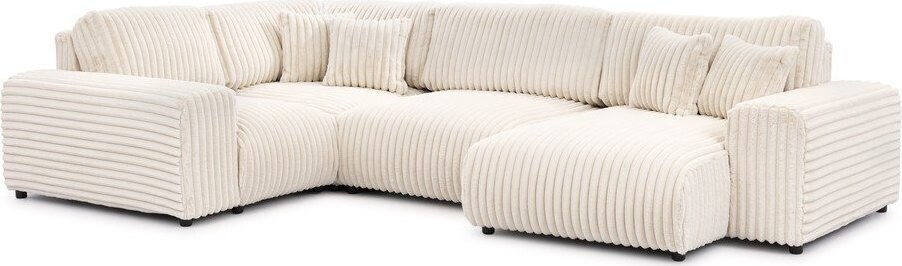 Krémová manšestrová rohová pohovka (levý roh/do