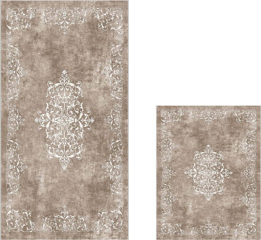 Taupe koupelnové předložky v sadě 2 ks 60x100 cm – Foutastic