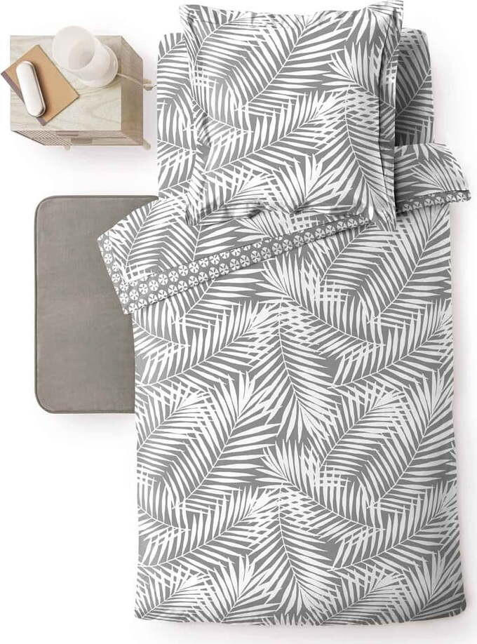 Šedý bavlněný povlak na peřinu na jednolůžko 140x200 cm Botania – douceur d'intérieur