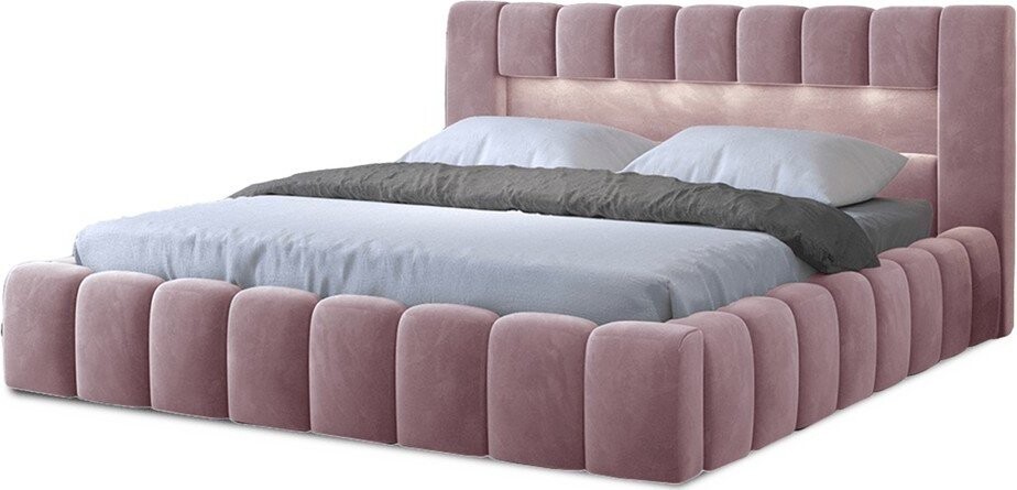 Růžová čalouněná dvoulůžková postel s úložným prostorem s roštem 140x200 cm Lamica – ELTAP