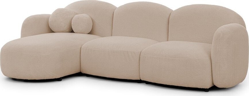 Světle hnědá rohová pohovka z textilie bouclé (levý roh/s lenoškou) Orbit – Ropez