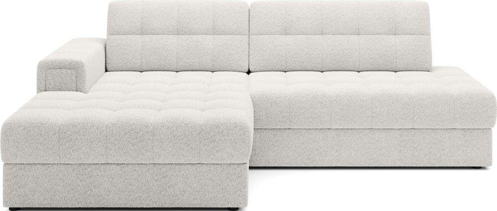 Krémová rozkládací rohová pohovka z textilie bouclé (levý roh/s lenoškou) Blezalt – ELTAP