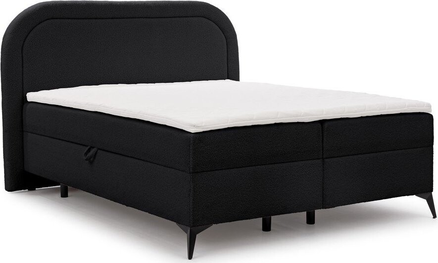 Černá boxspring postel s úložným prostorem 180x200 cm Ornes – Ropez