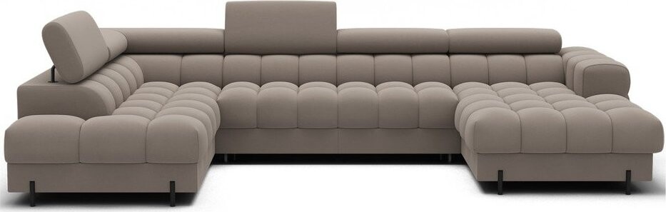 Světle hnědá sametová rozkládací rohová pohovka (levý roh/do 