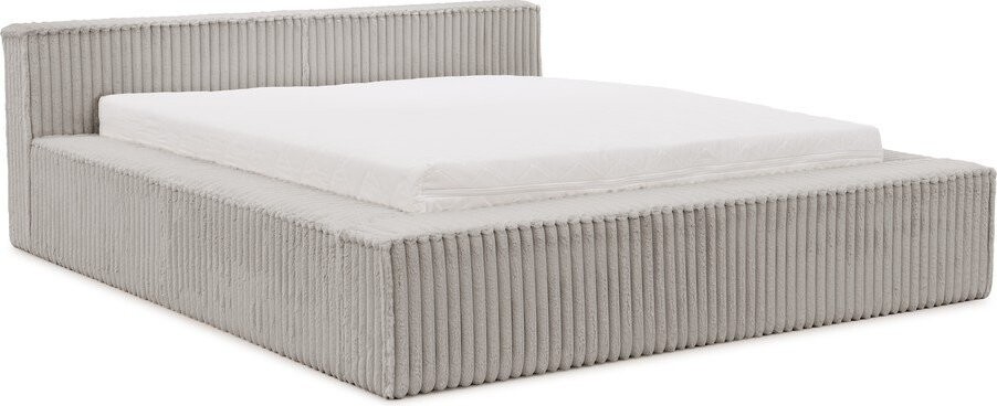 Šedá čalouněná dvoulůžková postel s úložným prostorem s roštem 200x200 cm Cloe – Ropez