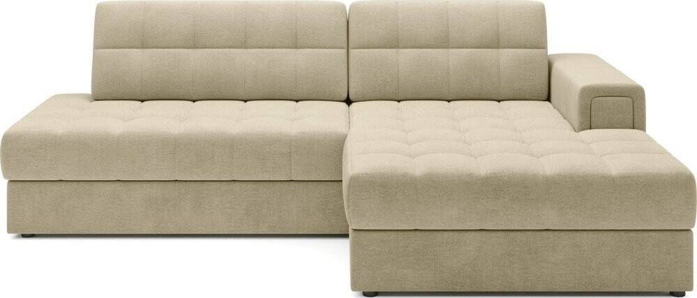 Světle hnědá sametová rozkládací rohová pohovka (pravý roh/s lenoškou) Blezalt – ELTAP